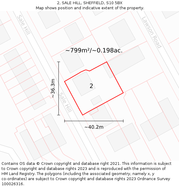 2, SALE HILL, SHEFFIELD, S10 5BX: Plot and title map