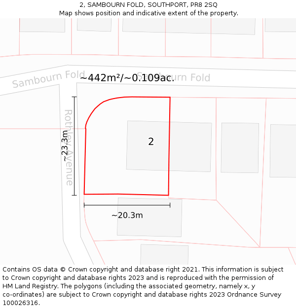 2, SAMBOURN FOLD, SOUTHPORT, PR8 2SQ: Plot and title map