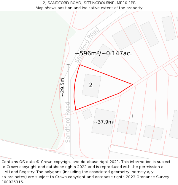 2, SANDFORD ROAD, SITTINGBOURNE, ME10 1PR: Plot and title map