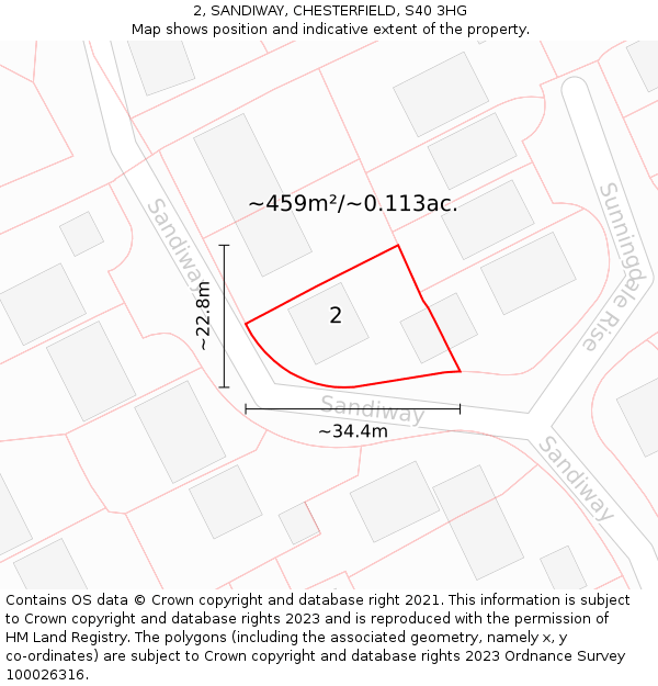 2, SANDIWAY, CHESTERFIELD, S40 3HG: Plot and title map