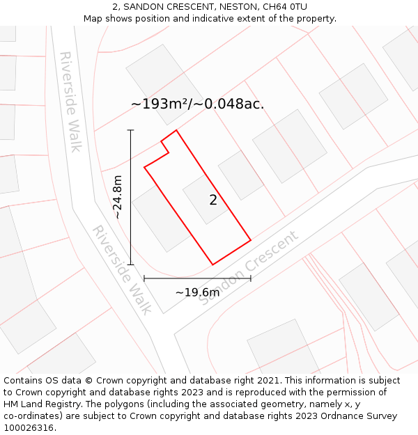 2, SANDON CRESCENT, NESTON, CH64 0TU: Plot and title map