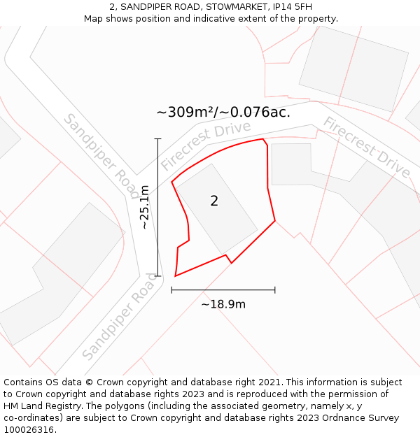 2, SANDPIPER ROAD, STOWMARKET, IP14 5FH: Plot and title map