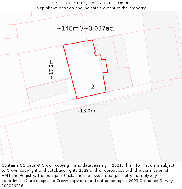 2, SCHOOL STEPS, DARTMOUTH, TQ6 9RF: Plot and title map