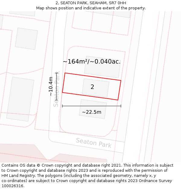 2, SEATON PARK, SEAHAM, SR7 0HH: Plot and title map
