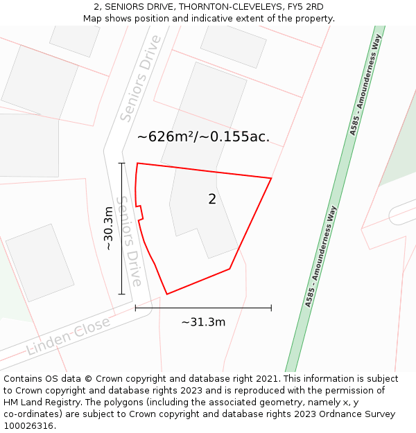 2, SENIORS DRIVE, THORNTON-CLEVELEYS, FY5 2RD: Plot and title map