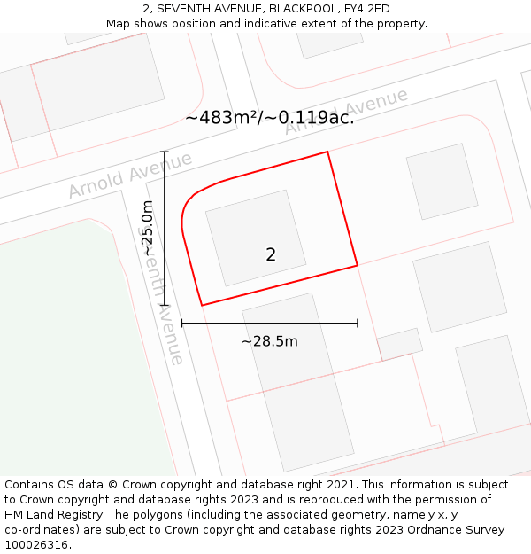 2, SEVENTH AVENUE, BLACKPOOL, FY4 2ED: Plot and title map