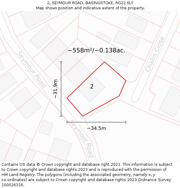 2, SEYMOUR ROAD, BASINGSTOKE, RG22 6LY: Plot and title map