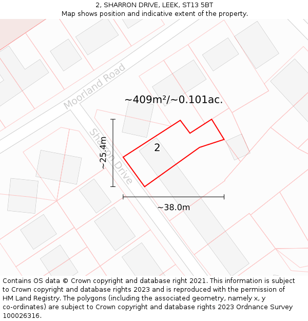 2, SHARRON DRIVE, LEEK, ST13 5BT: Plot and title map