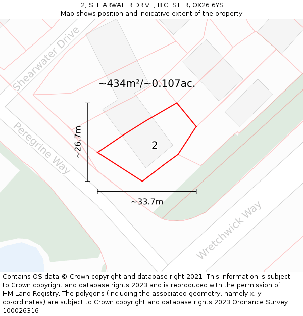 2, SHEARWATER DRIVE, BICESTER, OX26 6YS: Plot and title map