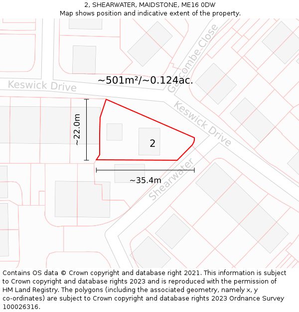 2, SHEARWATER, MAIDSTONE, ME16 0DW: Plot and title map