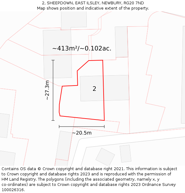 2, SHEEPDOWN, EAST ILSLEY, NEWBURY, RG20 7ND: Plot and title map