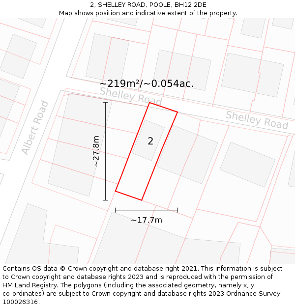 2, SHELLEY ROAD, POOLE, BH12 2DE: Plot and title map