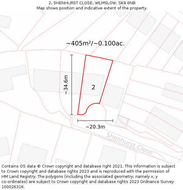 2, SHENHURST CLOSE, WILMSLOW, SK9 6NB: Plot and title map