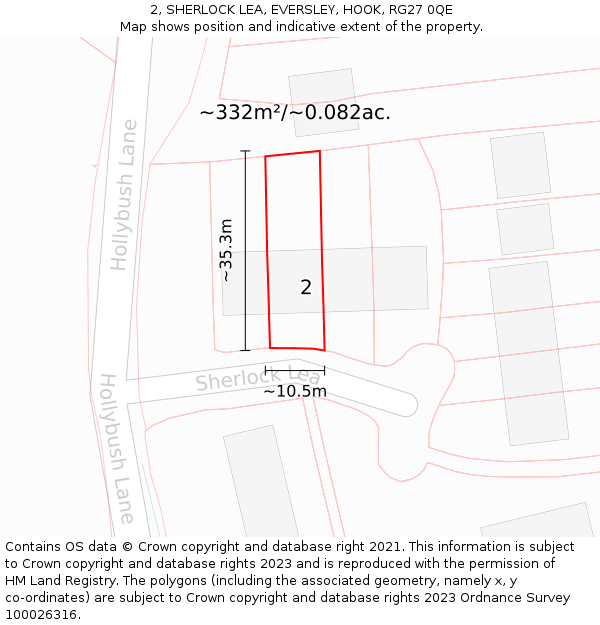 2, SHERLOCK LEA, EVERSLEY, HOOK, RG27 0QE: Plot and title map