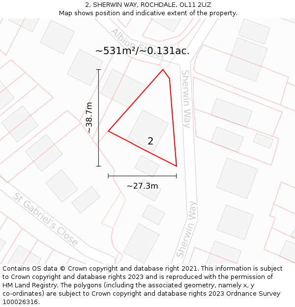 2, SHERWIN WAY, ROCHDALE, OL11 2UZ: Plot and title map