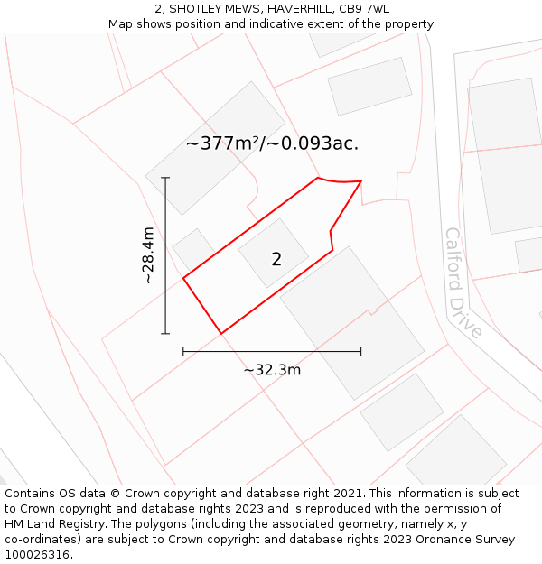 2, SHOTLEY MEWS, HAVERHILL, CB9 7WL: Plot and title map