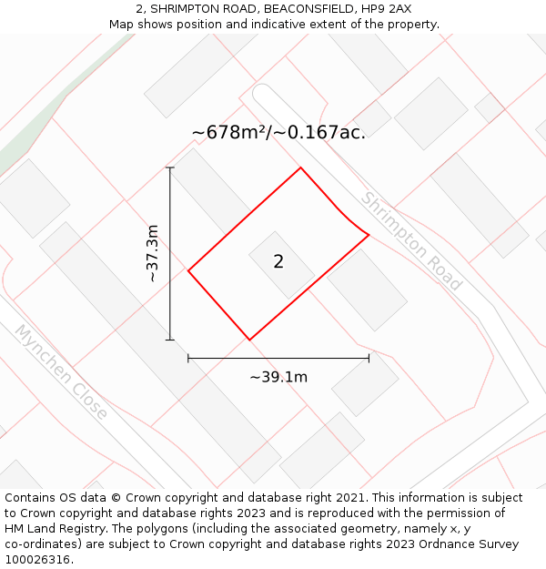 2, SHRIMPTON ROAD, BEACONSFIELD, HP9 2AX: Plot and title map