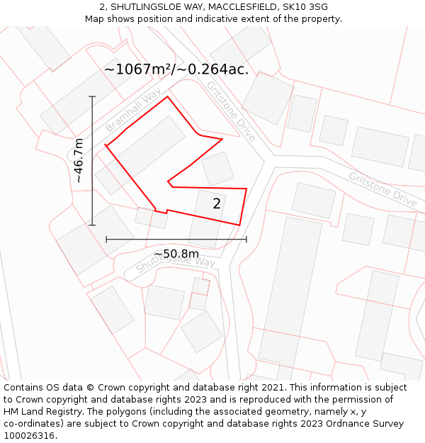 2, SHUTLINGSLOE WAY, MACCLESFIELD, SK10 3SG: Plot and title map