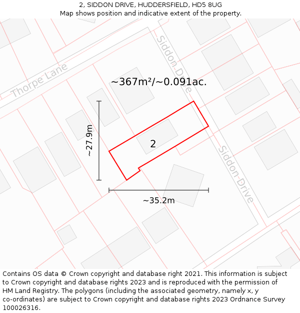 2, SIDDON DRIVE, HUDDERSFIELD, HD5 8UG: Plot and title map