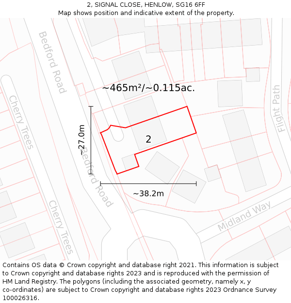 2, SIGNAL CLOSE, HENLOW, SG16 6FF: Plot and title map