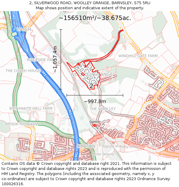 2, SILVERWOOD ROAD, WOOLLEY GRANGE, BARNSLEY, S75 5RU: Plot and title map