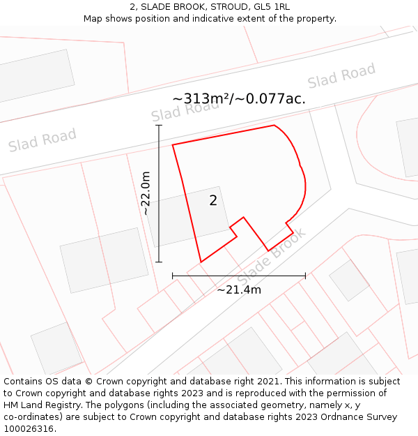 2, SLADE BROOK, STROUD, GL5 1RL: Plot and title map