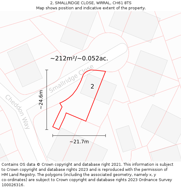 2, SMALLRIDGE CLOSE, WIRRAL, CH61 8TS: Plot and title map