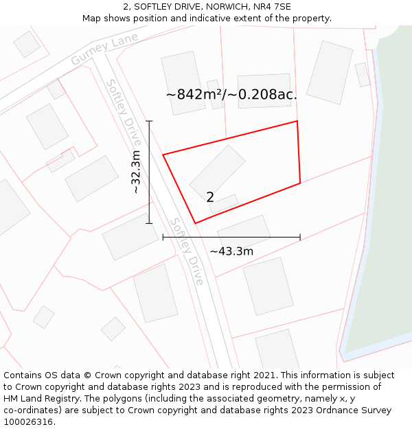2, SOFTLEY DRIVE, NORWICH, NR4 7SE: Plot and title map