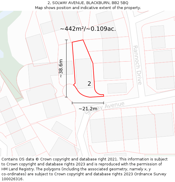 2, SOLWAY AVENUE, BLACKBURN, BB2 5BQ: Plot and title map