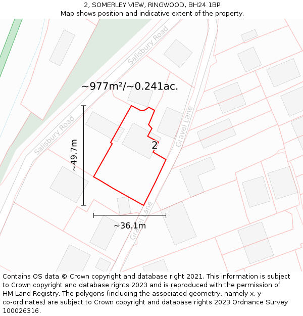 2, SOMERLEY VIEW, RINGWOOD, BH24 1BP: Plot and title map