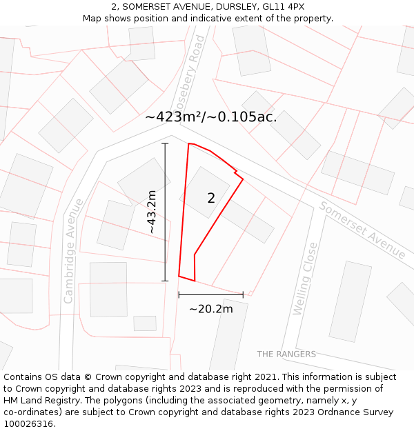 2, SOMERSET AVENUE, DURSLEY, GL11 4PX: Plot and title map