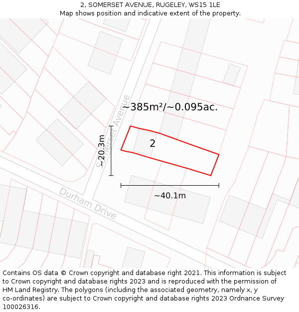 2, SOMERSET AVENUE, RUGELEY, WS15 1LE: Plot and title map