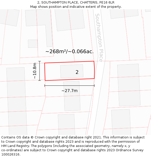 2, SOUTHAMPTON PLACE, CHATTERIS, PE16 6LR: Plot and title map