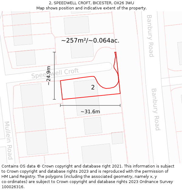 2, SPEEDWELL CROFT, BICESTER, OX26 3WU: Plot and title map