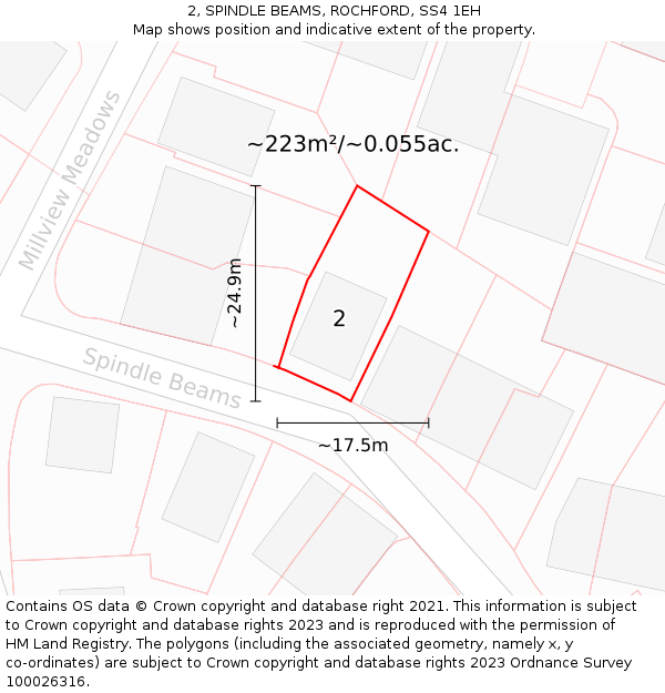 2, SPINDLE BEAMS, ROCHFORD, SS4 1EH: Plot and title map