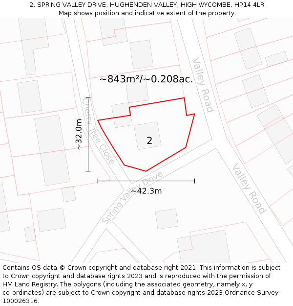 2, SPRING VALLEY DRIVE, HUGHENDEN VALLEY, HIGH WYCOMBE, HP14 4LR: Plot and title map