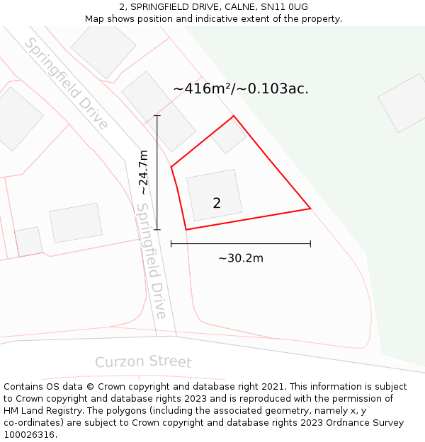 2, SPRINGFIELD DRIVE, CALNE, SN11 0UG: Plot and title map