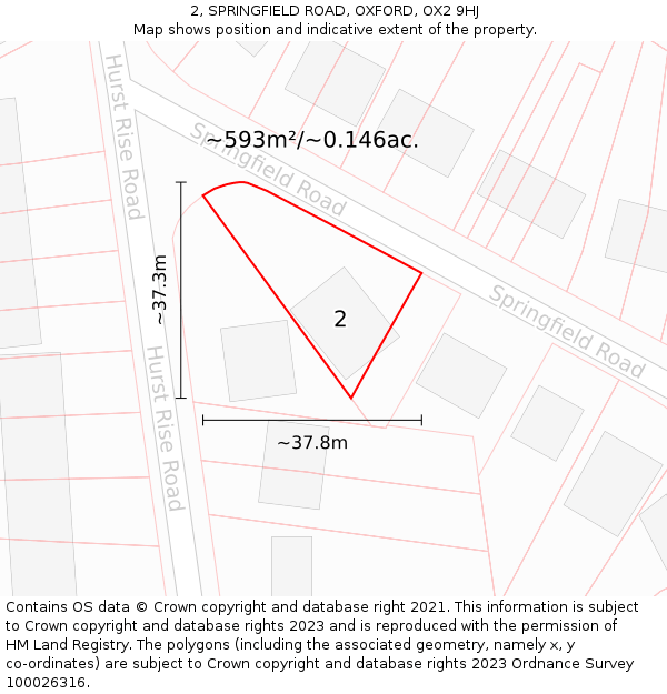 2, SPRINGFIELD ROAD, OXFORD, OX2 9HJ: Plot and title map