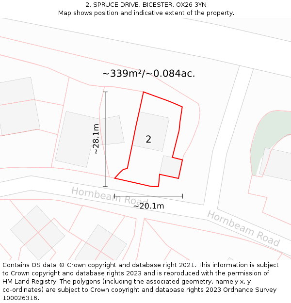 2, SPRUCE DRIVE, BICESTER, OX26 3YN: Plot and title map