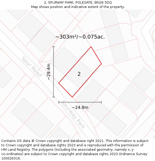 2, SPURWAY PARK, POLEGATE, BN26 5DQ: Plot and title map