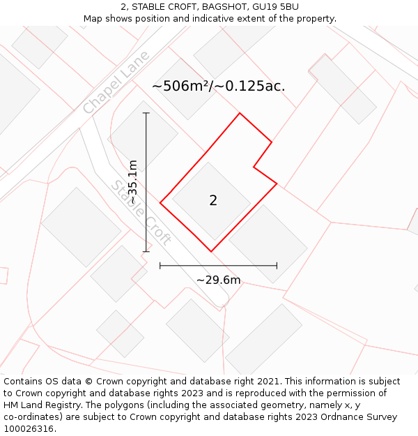 2, STABLE CROFT, BAGSHOT, GU19 5BU: Plot and title map