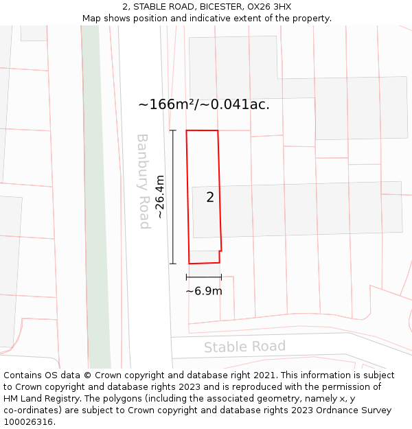 2, STABLE ROAD, BICESTER, OX26 3HX: Plot and title map