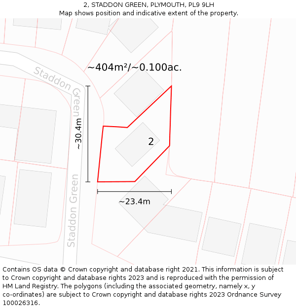 2, STADDON GREEN, PLYMOUTH, PL9 9LH: Plot and title map