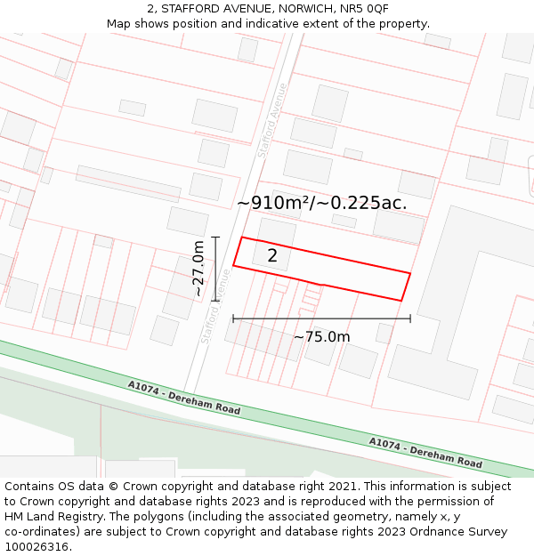 2, STAFFORD AVENUE, NORWICH, NR5 0QF: Plot and title map