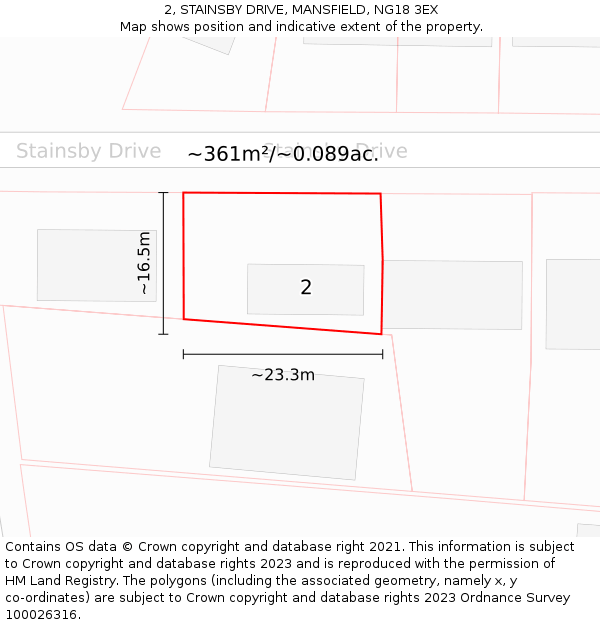 2, STAINSBY DRIVE, MANSFIELD, NG18 3EX: Plot and title map