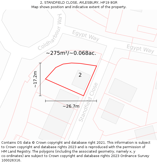 2, STANDFIELD CLOSE, AYLESBURY, HP19 8GR: Plot and title map