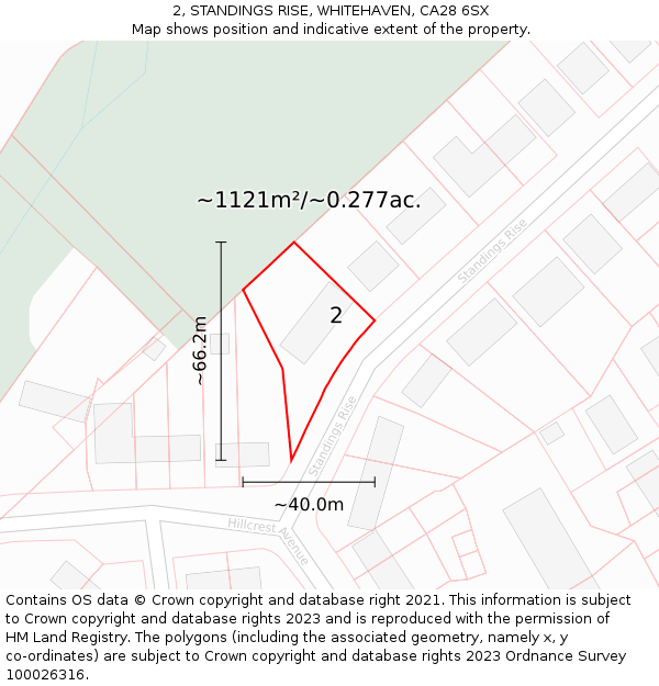 2, STANDINGS RISE, WHITEHAVEN, CA28 6SX: Plot and title map