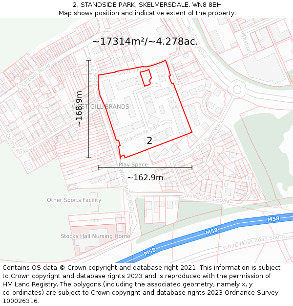 2, STANDSIDE PARK, SKELMERSDALE, WN8 8BH: Plot and title map