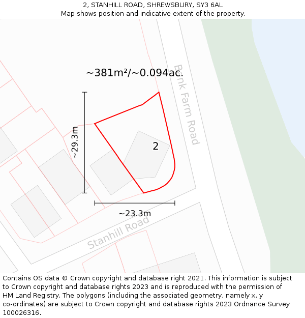 2, STANHILL ROAD, SHREWSBURY, SY3 6AL: Plot and title map