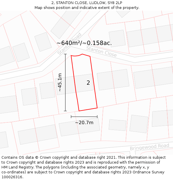 2, STANTON CLOSE, LUDLOW, SY8 2LP: Plot and title map